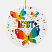Butterfly Pride Love is Love LGBT Awareness セラミックオーナメント (裏面)
