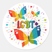 Butterfly Pride Love is Love LGBT Awareness ラウンドシール (正面)