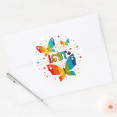 Butterfly Pride Love is Love LGBT Awareness ラウンドシール (封筒)