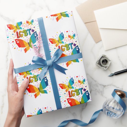 Butterfly Pride Love is Love LGBT Awareness ラッピングペーパー (ギフト)