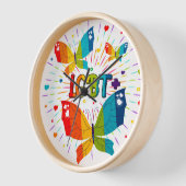 Butterfly Pride Love is Love LGBT Awareness 壁時計 (傾斜)