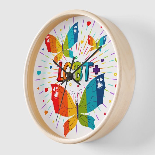 Butterfly Pride Love is Love LGBT Awareness 壁時計 (傾斜)