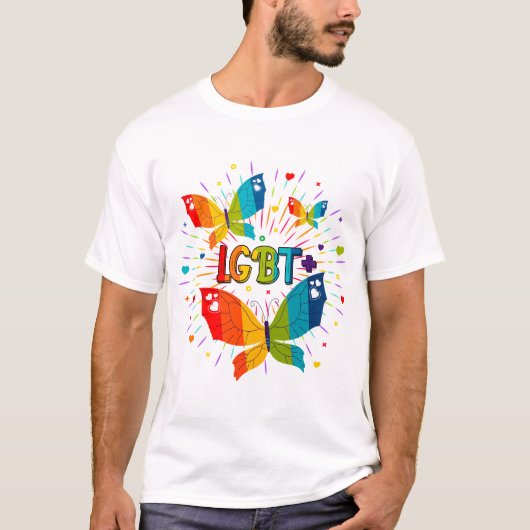 Butterfly Pride Love is Love LGBT Awareness Tシャツ (正面)