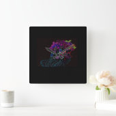 Butterfly Princess Square Wall Clock スクエア壁時計 (ホーム)