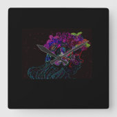 Butterfly Princess Square Wall Clock スクエア壁時計 (正面)