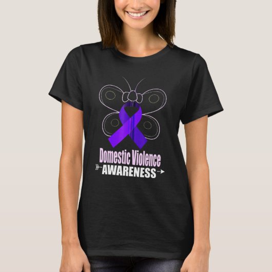 Butterfly Purple Ribbon Domestic Violence Awarenes Tシャツ (正面)
