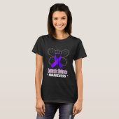 Butterfly Purple Ribbon Domestic Violence Awarenes Tシャツ (正面フル)