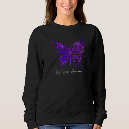 Butterfly Purple Ribbon Epilepsy Awareness スウェットシャツ (正面)