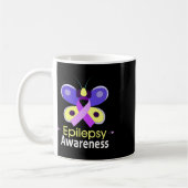Butterfly Purple Ribbon Epilepsy Awareness Support コーヒーマグカップ (左)