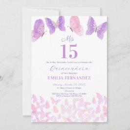 Butterfly Quinceanera 15th Birthday Invitationn 招待状