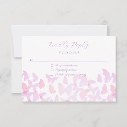 Butterfly Quinceañera RSVP Response Card (正面)