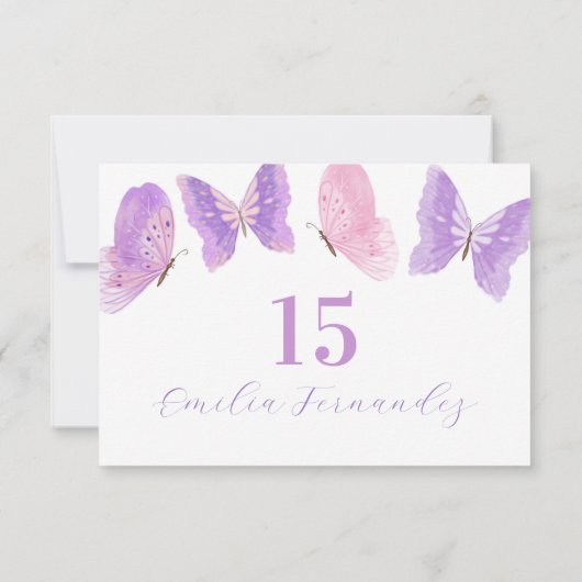 Butterfly Quinceañera RSVP Response Card (裏面)
