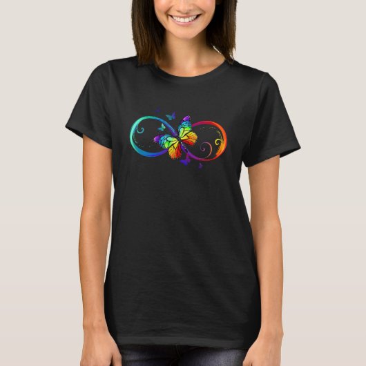 Butterfly Rainbow infinity Symbol Sign Tシャツ (正面)