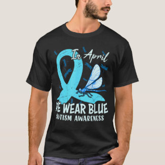 Butterfly Ribbon In April We Wear Blue Autism Awar Tシャツ