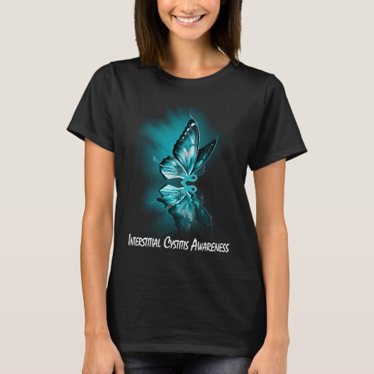 Butterfly Ribbon Interstitial Cystitis Awareness Tシャツ (正面)