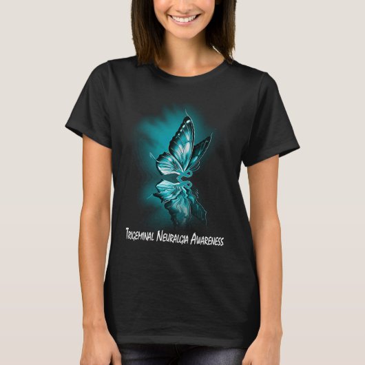Butterfly Ribbon Trigeminal Neuralgia Awareness Tシャツ (正面)