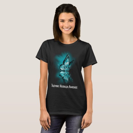 Butterfly Ribbon Trigeminal Neuralgia Awareness Tシャツ (正面フル)