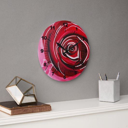 Butterfly Rose Painting by Alfred Fox ラージ壁時計 (オフィス)