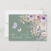 Butterfly Sage Green Wildflower サンキューカード (正面)