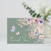 Butterfly Sage Green Wildflower サンキューカード (スタンド正面)