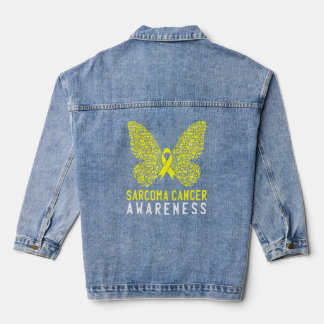 Butterfly Sarcoma Cancer Awareness Yellow Ribbon S デニムジャケット