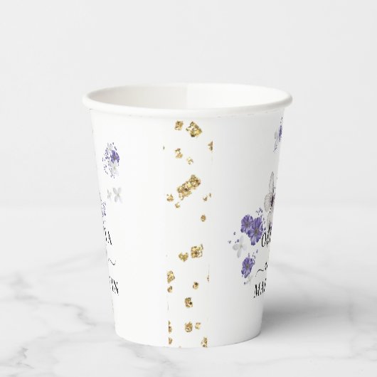 Butterfly Script Wedding Paper Cups 紙コップ (左)