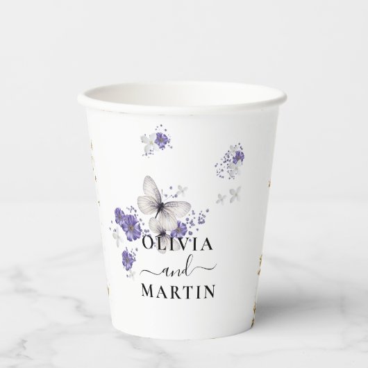 Butterfly Script Wedding Paper Cups 紙コップ (正面)
