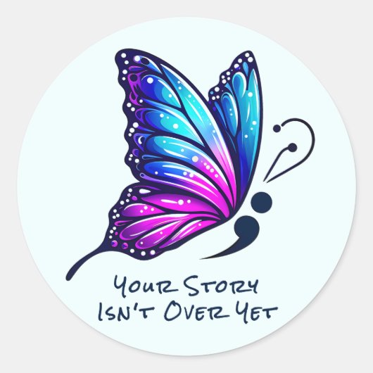 Butterfly Semicolon Your Story Suicide Awareness  ラウンドシール (正面)