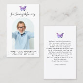 Butterfly Simple Photo Arch Memorial Prayer Card 名刺 (正面/裏面)