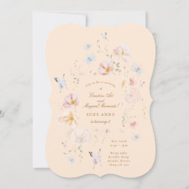 Butterfly & Soft Floral Girls Third Kids Birthday 招待状