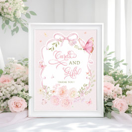 Butterfly Soft Pink Floral Cards and Gifts ポスター
