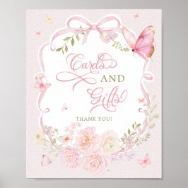 Butterfly Soft Pink Floral Cards and Gifts ポスター