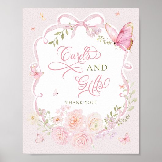 Butterfly Soft Pink Floral Cards and Gifts ポスター (正面)