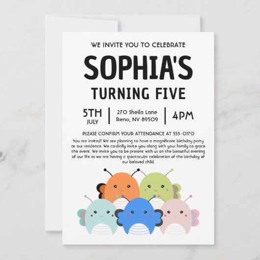 Butterfly Squishmallow Birthday Party 招待状 (正面)