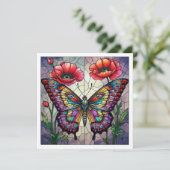 Butterfly stained glass design poppy flower カード (スタンド正面)
