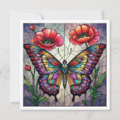 Butterfly stained glass design poppy flower カード (正面)