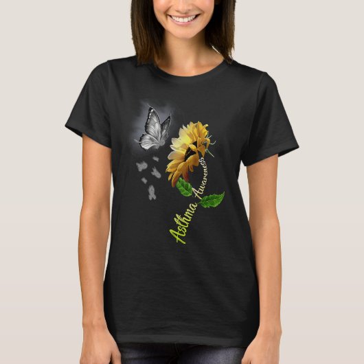 Butterfly Sunflower Asthma Awareness Tシャツ (正面)