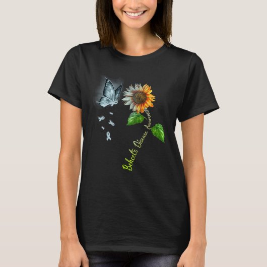 Butterfly Sunflower Behcet s Disease Awareness Tシャツ (正面)