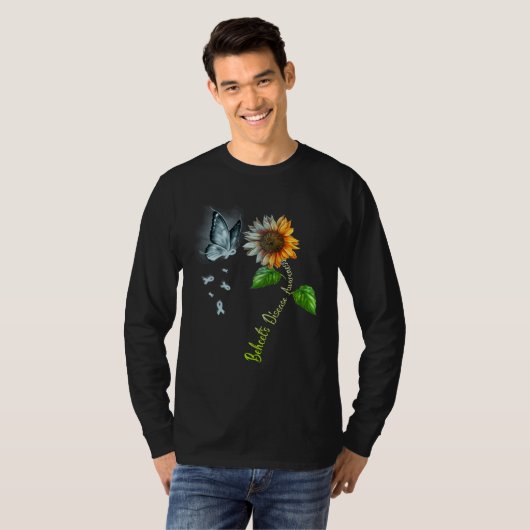 Butterfly Sunflower Behcet s Disease Awareness Tシャツ (正面フル)