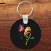 Butterfly Sunflower Brain Aneurysm Awareness 1  キーホルダー (正面)