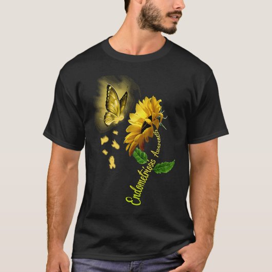 Butterfly Sunflower Endometriosis Awareness Tシャツ (正面)
