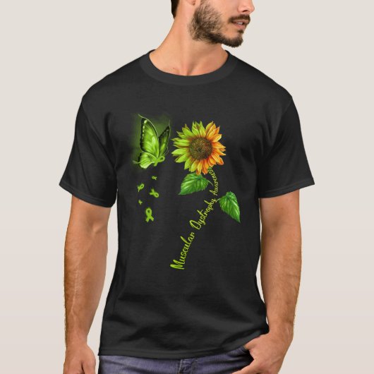 Butterfly Sunflower Muscular Dystrophy Awareness Tシャツ (正面)