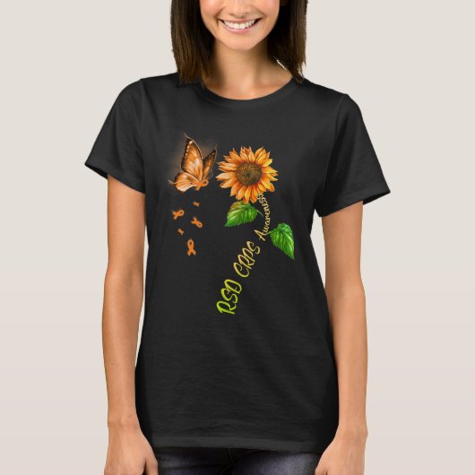 Butterfly Sunflower Rsd Crps Awareness  Tシャツ (正面)