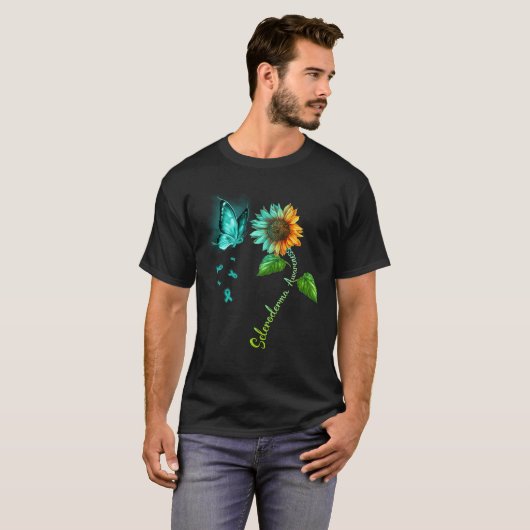 Butterfly Sunflower Scleroderma Awareness Tシャツ (正面フル)