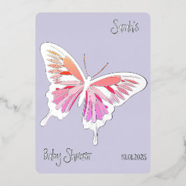 Butterfly Sweet Palette ベビーシャワー シルバー 箔招待状