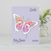 Butterfly Sweet Palette ベビーシャワー シルバー 箔招待状 (立ち正面)