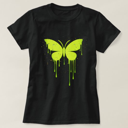 Butterfly Tees Co. Green Butterfly Drip 0047733 Tシャツ (デザイン正面)