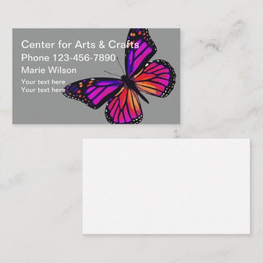 Butterfly Theme Arts And Crafts 名刺 (正面/裏面)
