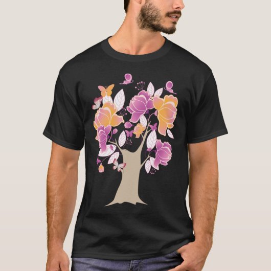 Butterfly Tree Beautiful Butterfly Tree Butterflie Tシャツ (正面)