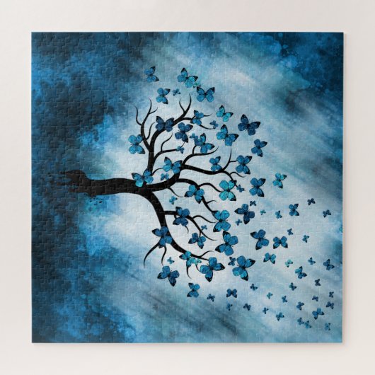 Butterfly Tree - Blue Marble Mist ジグソーパズル (横)